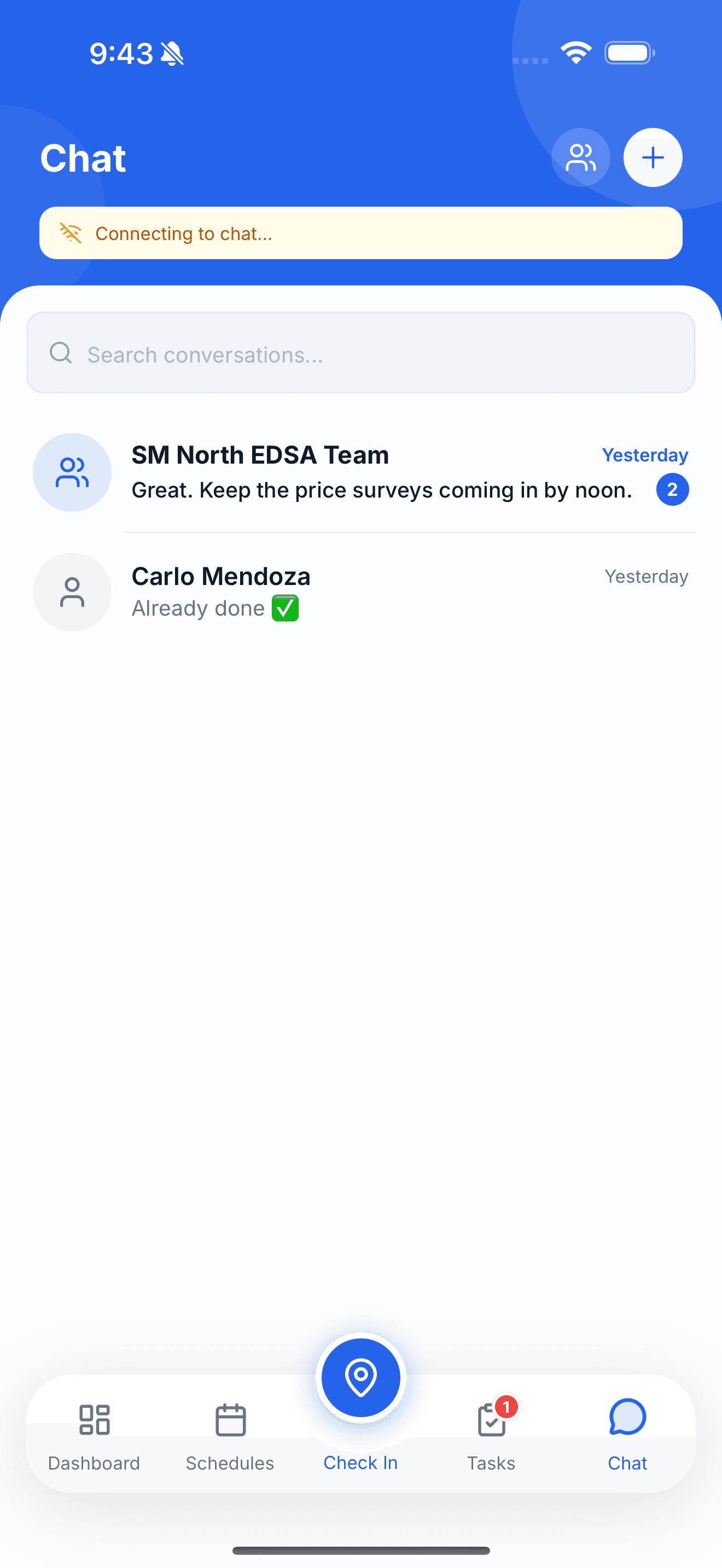 CASI+ — Live team status