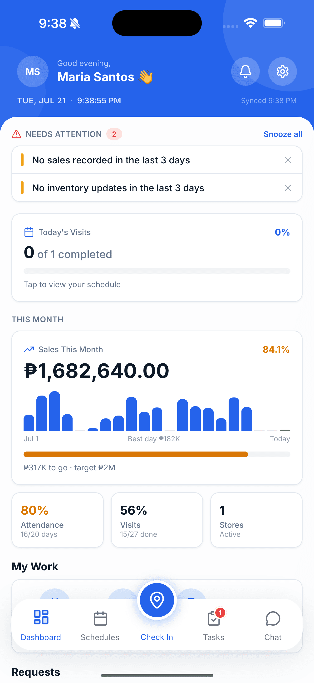 CASI+ app screen