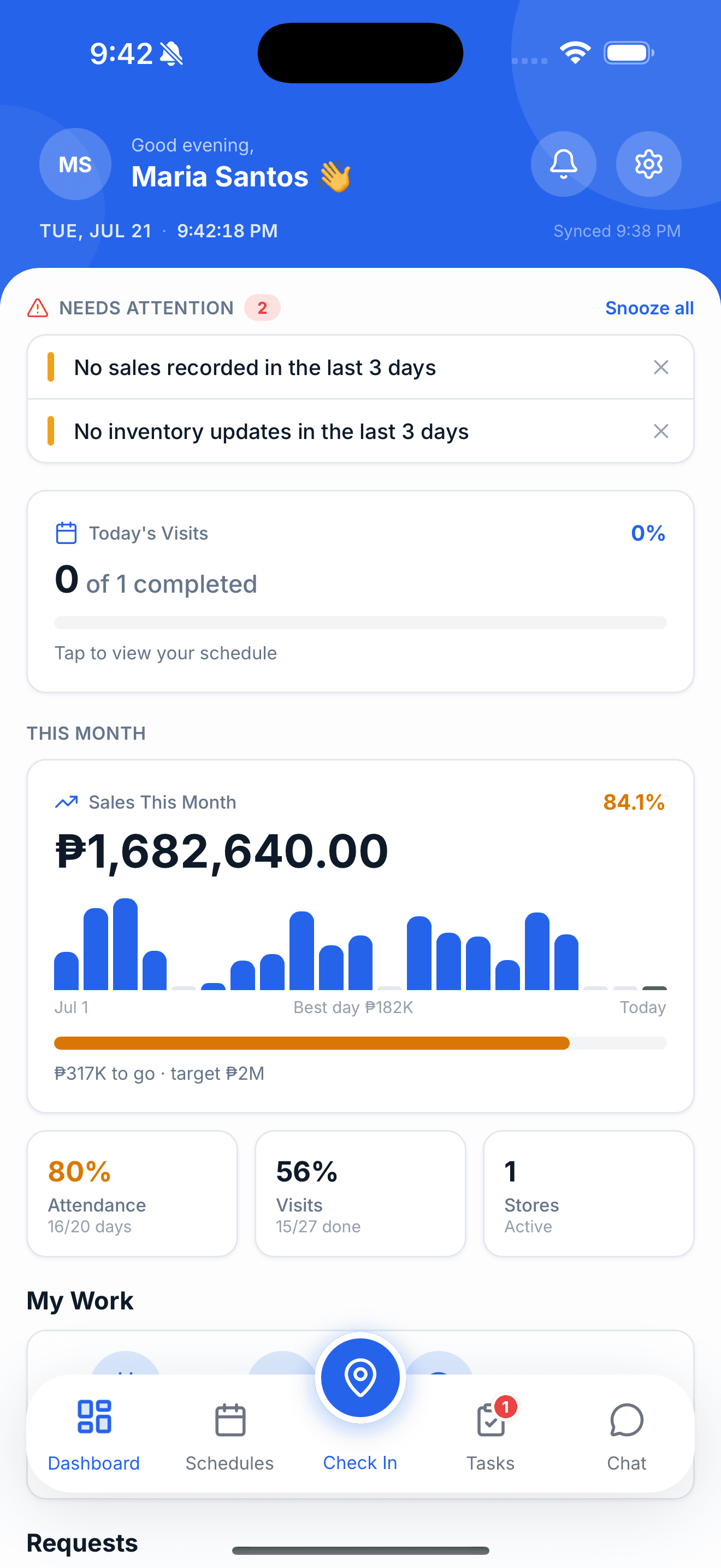 CASI+ app screen